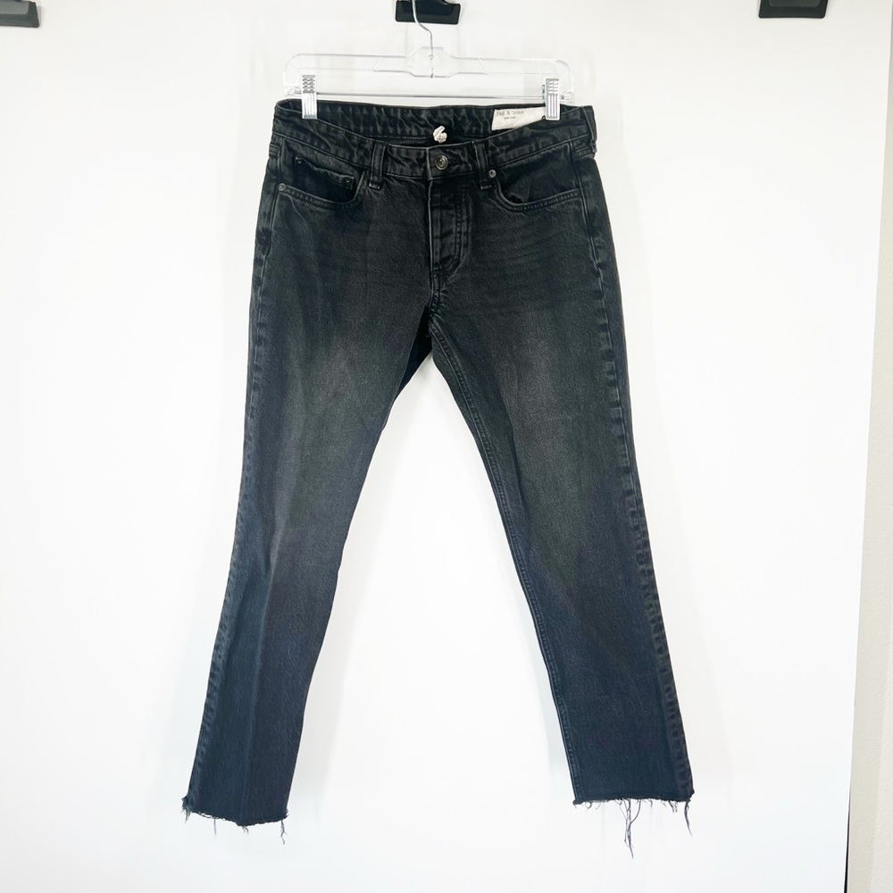 Rag & Bone Dre Low-Rise Slim Boyfriend Jeans Button Fly Raw Hem